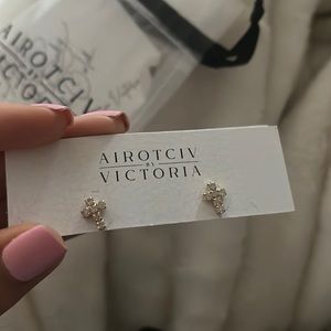 Diamond cross earring studs